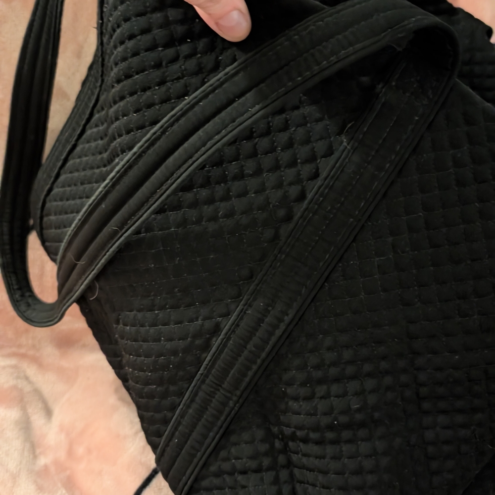 Black Quilted Tote Bag Vera Bradley Tote - Picture 6 of 7